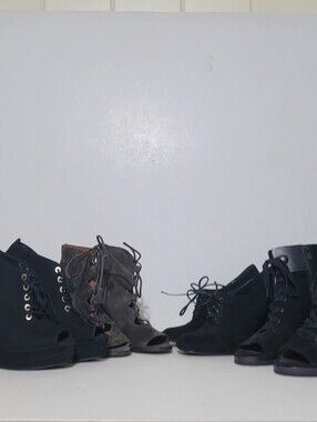 Frye Tory Burch Diane Von Furstenber Suede Lace-Up Peep Toe Women Boots Sz 8.5